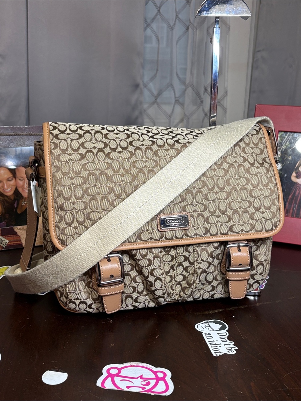 Coach Signature Canvas Messenger Crossbody Bag Khaki Leather J1169-F70283 NEW - Picture 3 of 16